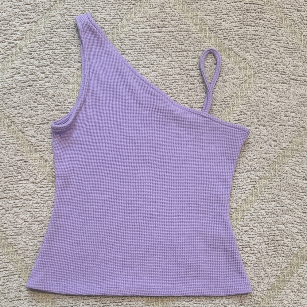 Promesa Lilac One-Shoulder Waffle Knit Top – Size Small
